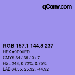 カラーコード: RGB 157.1 144.8 237 | qconv.com