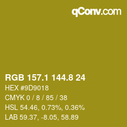カラーコード: RGB 157.1 144.8 24 | qconv.com