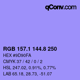 カラーコード: RGB 157.1 144.8 250 | qconv.com