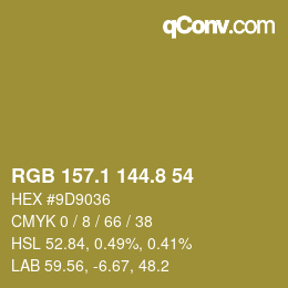 カラーコード: RGB 157.1 144.8 54 | qconv.com