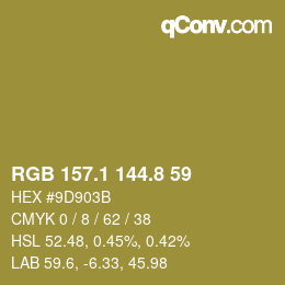 カラーコード: RGB 157.1 144.8 59 | qconv.com