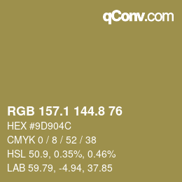 Farbcode: RGB 157.1 144.8 76 | qconv.com