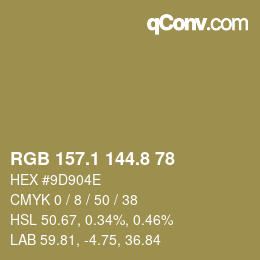 カラーコード: RGB 157.1 144.8 78 | qconv.com