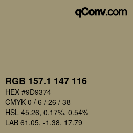 Color code: RGB 157.1 147 116 | qconv.com