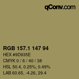 カラーコード: RGB 157.1 147 94 | qconv.com