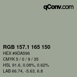 カラーコード: RGB 157.1 165 150 | qconv.com