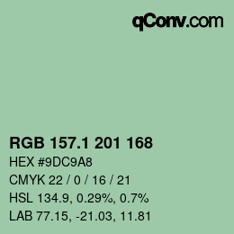 カラーコード: RGB 157.1 201 168 | qconv.com