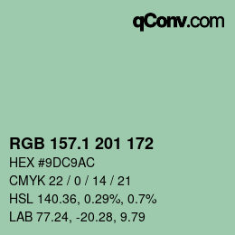 カラーコード: RGB 157.1 201 172 | qconv.com