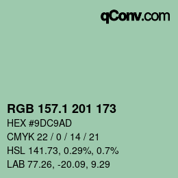 カラーコード: RGB 157.1 201 173 | qconv.com