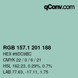 Color code: RGB 157.1 201 188 | qconv.com