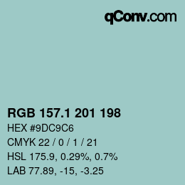 Color code: RGB 157.1 201 198 | qconv.com