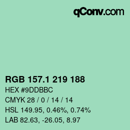 カラーコード: RGB 157.1 219 188 | qconv.com