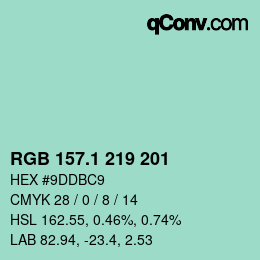 Color code: RGB 157.1 219 201 | qconv.com