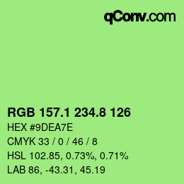カラーコード: RGB 157.1 234.8 126 | qconv.com