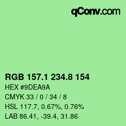 カラーコード: RGB 157.1 234.8 154 | qconv.com