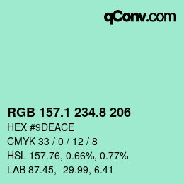 Farbcode: RGB 157.1 234.8 206 | qconv.com