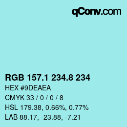 Color code: RGB 157.1 234.8 234 | qconv.com
