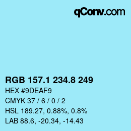 Farbcode: RGB 157.1 234.8 249 | qconv.com