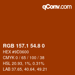 Color code: RGB 157.1 54.8 0 | qconv.com
