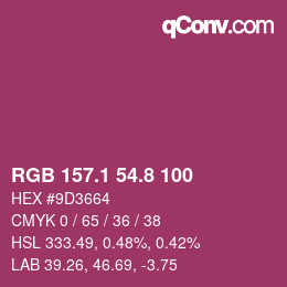 カラーコード: RGB 157.1 54.8 100 | qconv.com