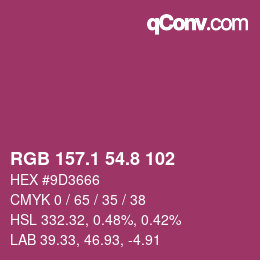 カラーコード: RGB 157.1 54.8 102 | qconv.com