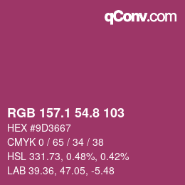 カラーコード: RGB 157.1 54.8 103 | qconv.com