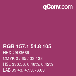 カラーコード: RGB 157.1 54.8 105 | qconv.com