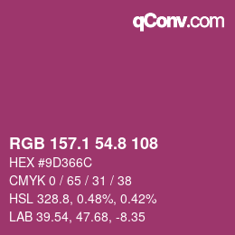 カラーコード: RGB 157.1 54.8 108 | qconv.com