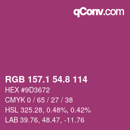 カラーコード: RGB 157.1 54.8 114 | qconv.com
