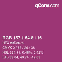 カラーコード: RGB 157.1 54.8 116 | qconv.com