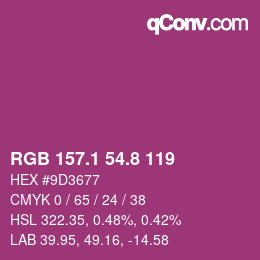 カラーコード: RGB 157.1 54.8 119 | qconv.com
