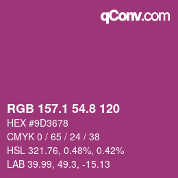 カラーコード: RGB 157.1 54.8 120 | qconv.com