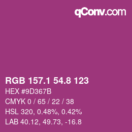 カラーコード: RGB 157.1 54.8 123 | qconv.com