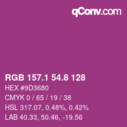 カラーコード: RGB 157.1 54.8 128 | qconv.com