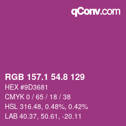 カラーコード: RGB 157.1 54.8 129 | qconv.com