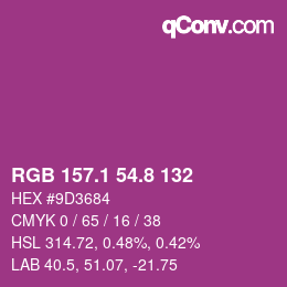 カラーコード: RGB 157.1 54.8 132 | qconv.com