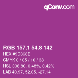 カラーコード: RGB 157.1 54.8 142 | qconv.com