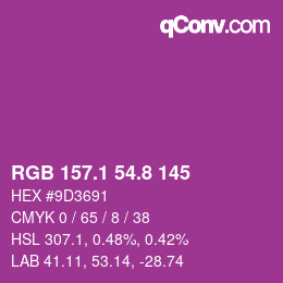 カラーコード: RGB 157.1 54.8 145 | qconv.com