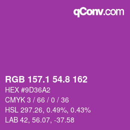 カラーコード: RGB 157.1 54.8 162 | qconv.com