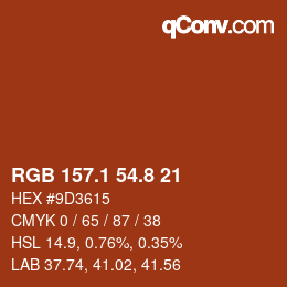 カラーコード: RGB 157.1 54.8 21 | qconv.com