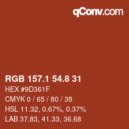 カラーコード: RGB 157.1 54.8 31 | qconv.com