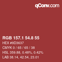 カラーコード: RGB 157.1 54.8 55 | qconv.com