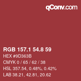 カラーコード: RGB 157.1 54.8 59 | qconv.com