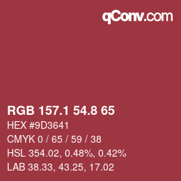 カラーコード: RGB 157.1 54.8 65 | qconv.com