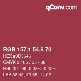 カラーコード: RGB 157.1 54.8 70 | qconv.com
