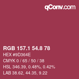 カラーコード: RGB 157.1 54.8 78 | qconv.com