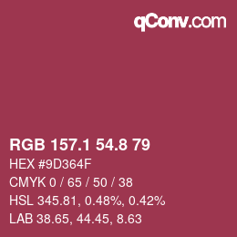 カラーコード: RGB 157.1 54.8 79 | qconv.com