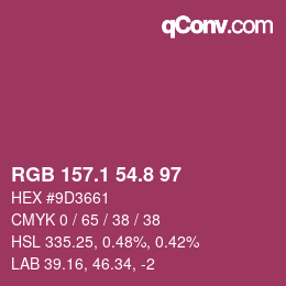 カラーコード: RGB 157.1 54.8 97 | qconv.com