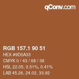 カラーコード: RGB 157.1 90 51 | qconv.com