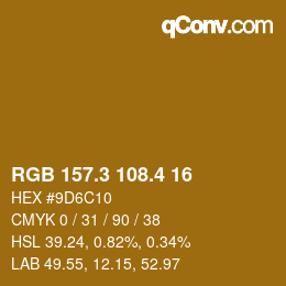 カラーコード: RGB 157.3 108.4 16 | qconv.com